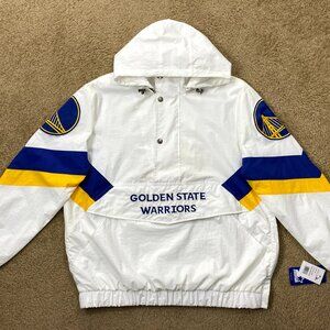 Warriors Jacket Golden State STARTER Hooded Half Zip Jacket Spring WHITE